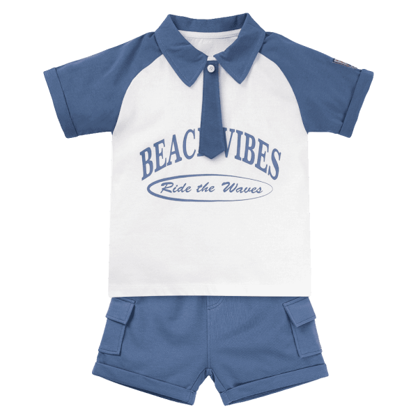 Bộ bé trai ngắn cavat Bst Aloha Animo HN0625005 (1-6Y,Trắng-dương,TT02)