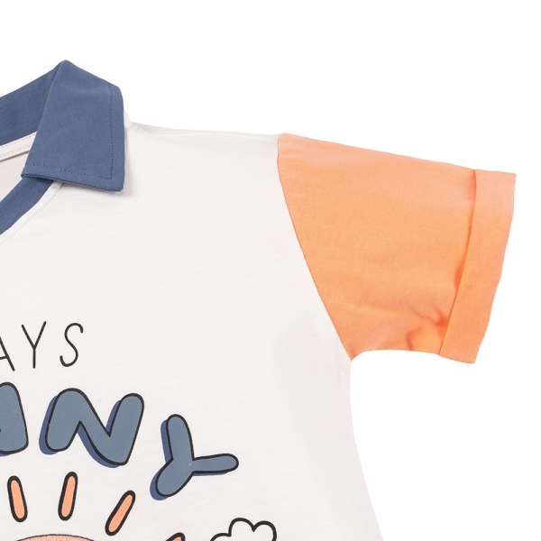 Bộ bé trai ngắn sơ mi Bst Aloha Animo HN0625007 (1-6Y,Cam-dương,TT01)