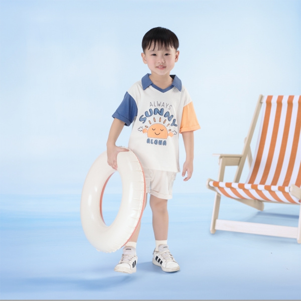 Bộ bé trai ngắn Bst Aloha Animo HN0625004 (1-6Y,Kem,NN02)