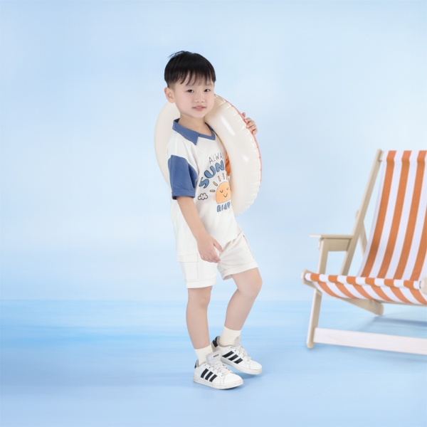 Bộ bé trai ngắn Bst Aloha Animo HN0625004 (1-6Y,Kem,NN02)