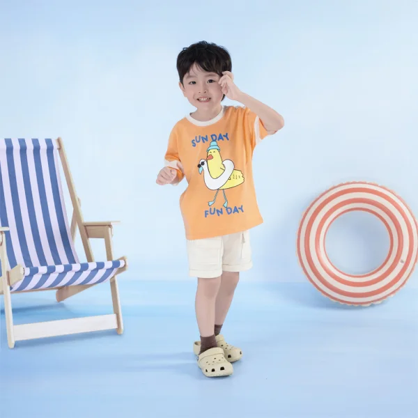 Bộ bé trai ngắn Bst Aloha Animo HN0625009 (1-6Y,Cam-kem,TT02)