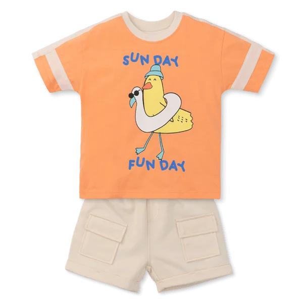 Bộ bé trai ngắn Bst Aloha Animo HN0625009 (1-6Y,Cam-kem,TT02)