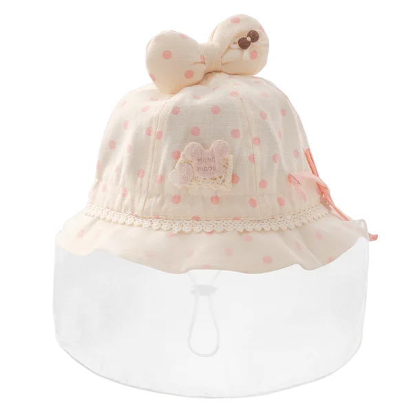 Nón vành tròn khăn voan bé gái 0-12M Animo A2503_MN012 (46cm,Hồng)