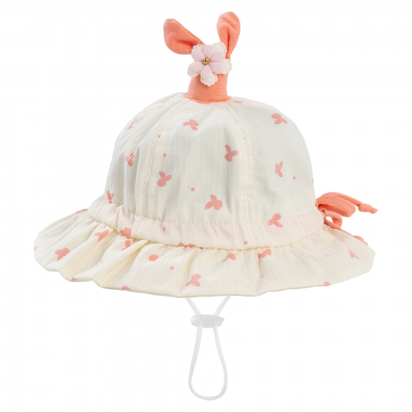 Nón em bé gái 0-12M vành tròn Animo A2503_MN005 (46cm,Kem-Hồng)