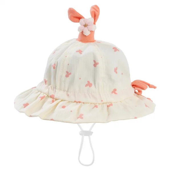 Nón em bé gái 0-12M vành tròn Animo A2503_MN005 (46cm,Kem-Hồng)