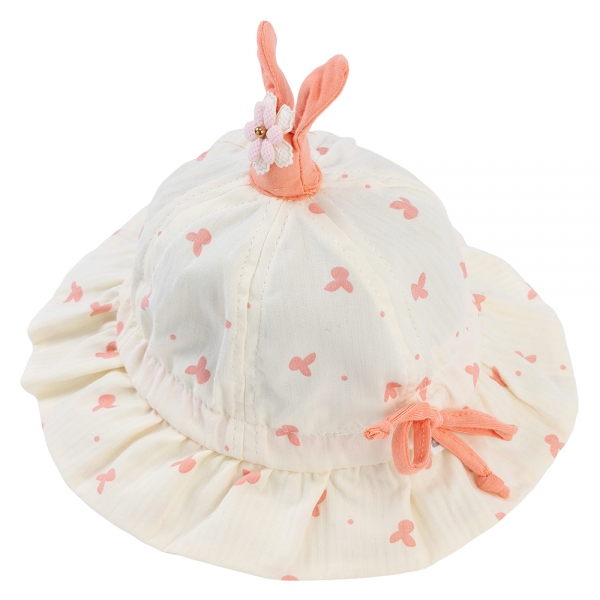 Nón em bé gái 0-12M vành tròn Animo A2503_MN005 (46cm,Kem-Hồng)