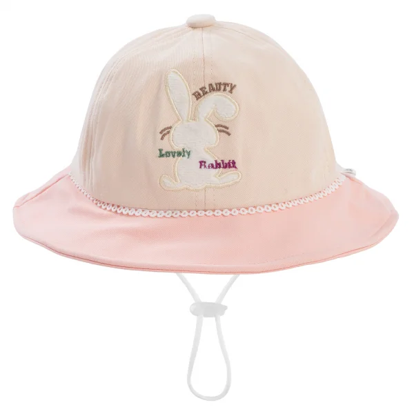 Nón bé gái lớn 3-6Y vành tròn Animo A2504_MN007 (52cm,Kem-Hồng)