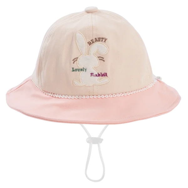 Nón bé gái lớn 3-6Y vành tròn Animo A2504_MN007 (52cm,Kem-Hồng)