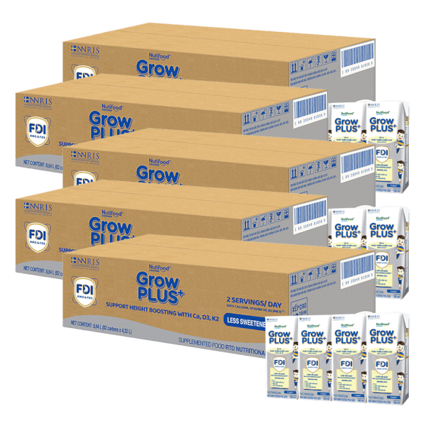 Combo 5 thùng Sữa dinh dưỡng pha sẵn GrowPLUS+ (Bạc) 180ml, lốc 4 hộp (Từ 1 tuổi)
