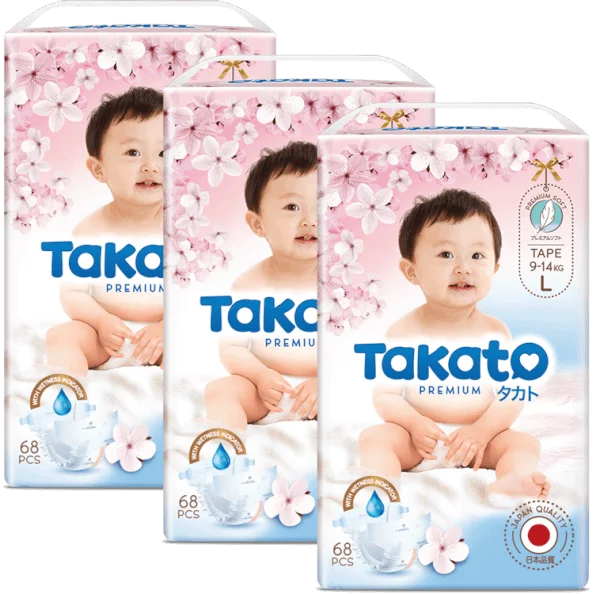Combo 3 Tã dán Takato siêu mềm mại (L, 68 miếng)