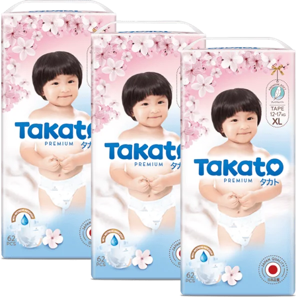 Combo 3 Tã dán Takato siêu mềm mại (XL, 62 miếng)