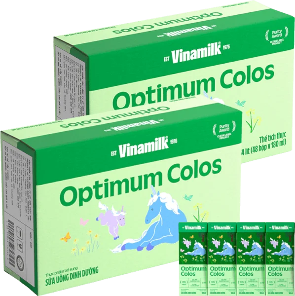 Combo 2 thùng Sữa uống dinh dưỡng Optimum Colos 180ml (Lốc 4 hộp) new