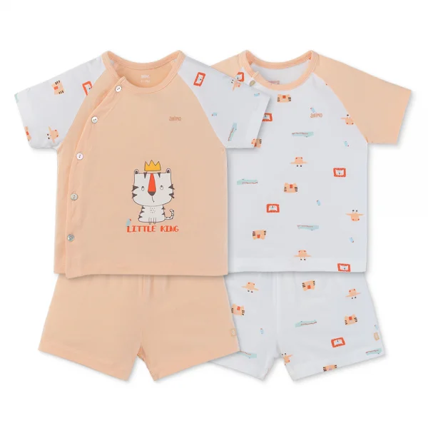 Set 2 Bộ kháng khuẩn Modal ngắn Animo BMC0525022 (0-24M,Cam-trắng,TT06)