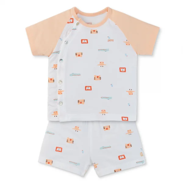 Set 2 Bộ kháng khuẩn Modal ngắn Animo BMC0525022 (0-24M,Cam-trắng,TT06)