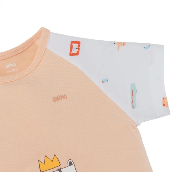 Set 2 Bộ kháng khuẩn Modal ngắn Animo BMC0525022 (0-24M,Cam-trắng,TT06)