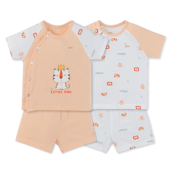 Set 2 Bộ kháng khuẩn Modal ngắn Animo BMC0525022 (0-24M,Cam-trắng,TT06)