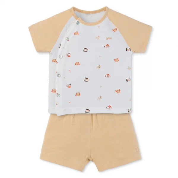 Set 2 Bộ kháng khuẩn Modal ngắn Animo BMC0525021 (0-24M,Nâu-trắng,TT06)