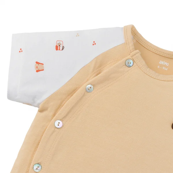 Set 2 Bộ kháng khuẩn Modal ngắn Animo BMC0525021 (0-24M,Nâu-trắng,TT06)