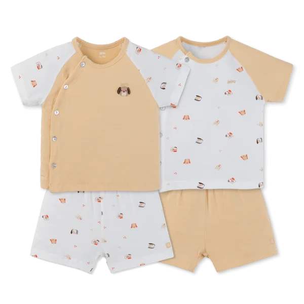 Set 2 Bộ kháng khuẩn Modal ngắn Animo BMC0525021 (0-24M,Nâu-trắng,TT06)