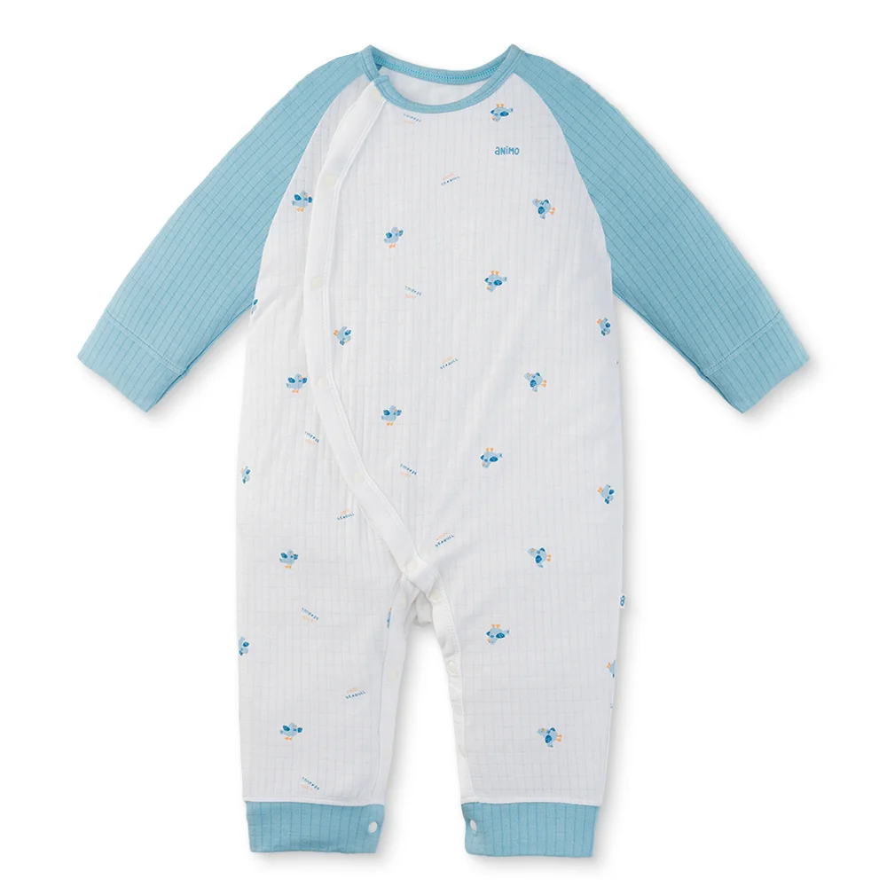 Set 2 bodysuit rayon chống muỗi dài Animo VD0425041 (0-12M,Dương-trắng,TT06)