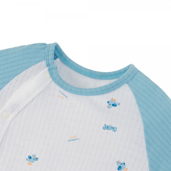 Set 2 bodysuit rayon chống muỗi dài Animo VD0425041 (0-12M,Dương-trắng,TT06)