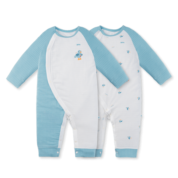 Set 2 bodysuit rayon chống muỗi dài Animo VD0425041 (0-12M,Dương-trắng,TT06)