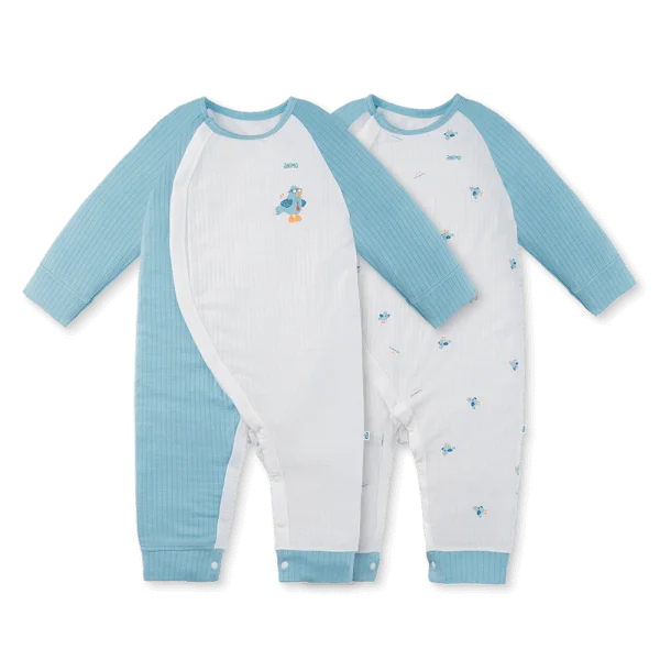 Set 2 bodysuit rayon chống muỗi dài Animo VD0425041 (0-12M,Dương-trắng,TT06)