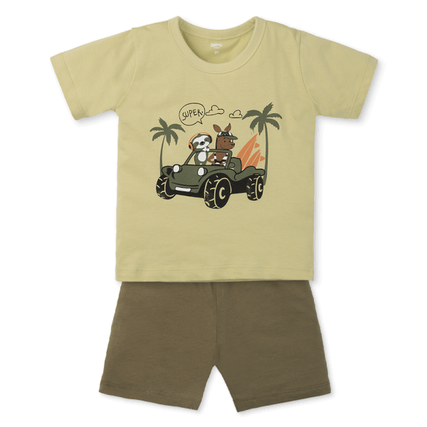 Bộ bé trai ngắn Animo Easy HN0525045 (1-4Y,Lá-lá,TT02)