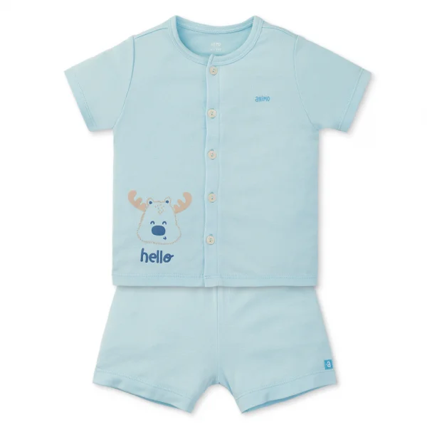 Set 2 bộ modal kháng khuẩn ngắn Animo VD0325026 (0-3M,Xanh-trắng,NN06)