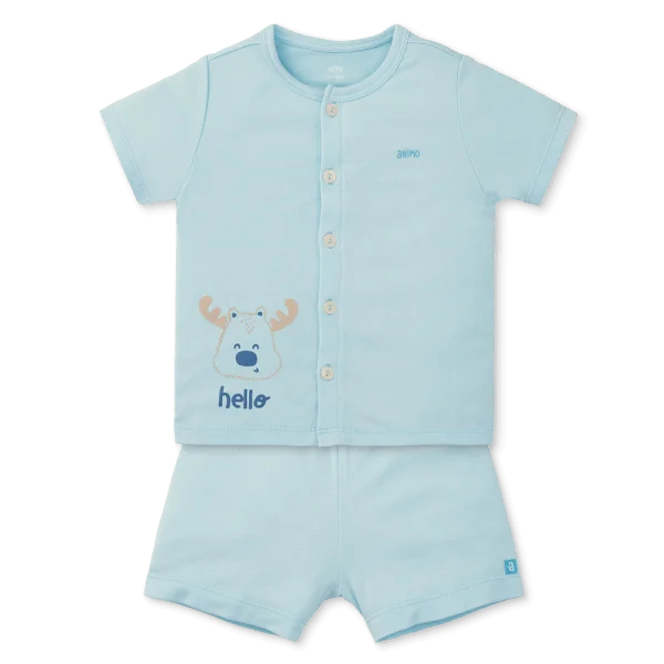 Set 2 bộ modal kháng khuẩn ngắn Animo VD0325026 (0-3M,Xanh-trắng,NN06)