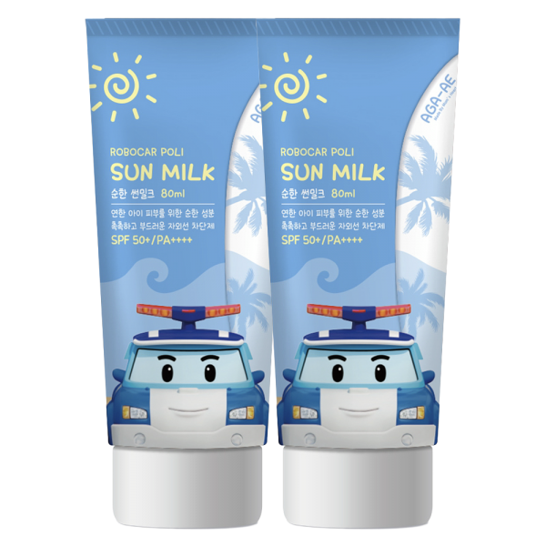 Combo 2 Kem chống nắng cho bé từ 6 tháng Aga-ae Robocar Poli 80ml