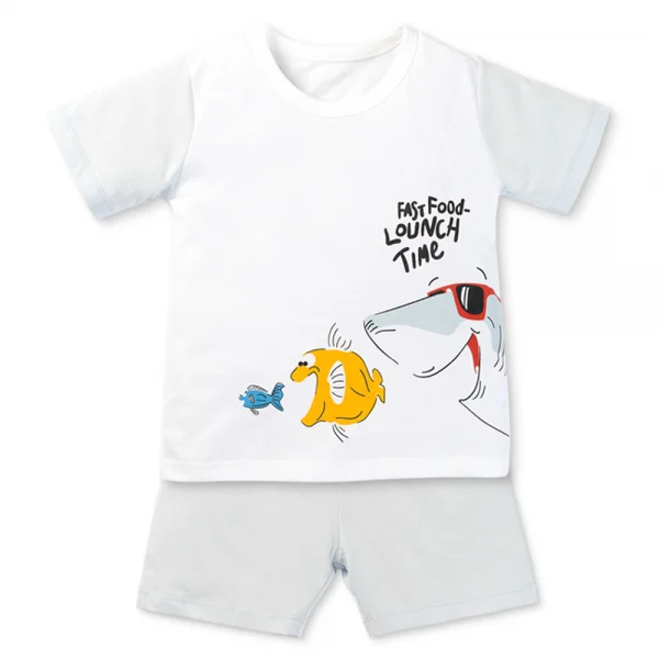 Bộ bé trai ngắn Animo Easy HN0525050 (1-4Y,Trắng-dương,NN02)