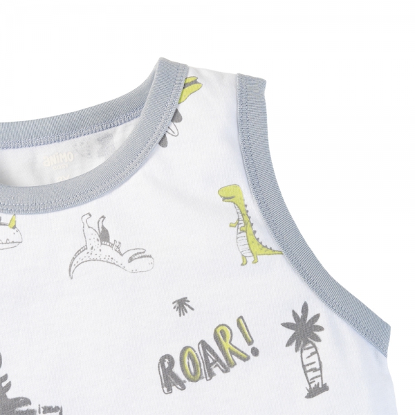 Bộ bé trai sát nách Animo Easy HN0525041 (1-4Y,Trắng-xám,NN03)