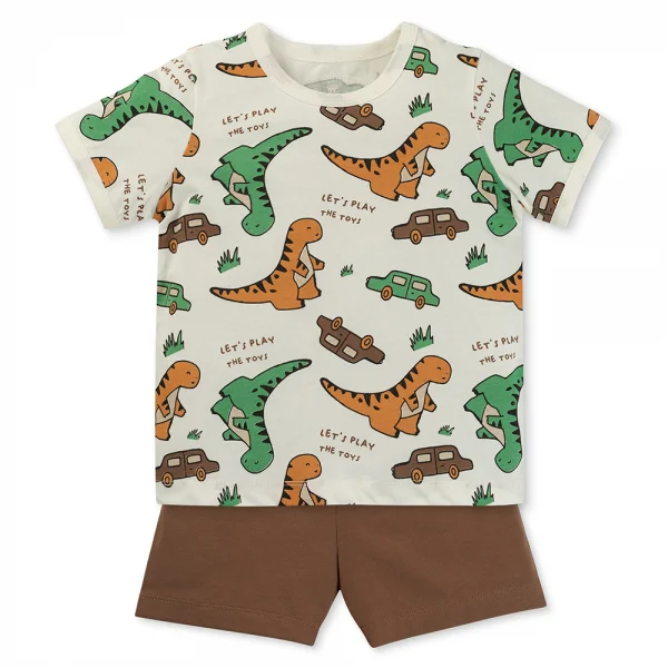 Bộ bé trai ngắn Animo Easy ST0525020 (1-4Y,Nâu-kem,DD04)