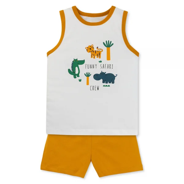 Bộ bé trai ngắn Animo Easy ST0425062 (1-4Y,Vàng-trắng,TT02)