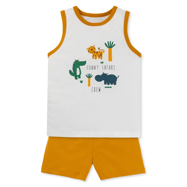 Bộ bé trai ngắn Animo Easy ST0425062 (1-4Y,Vàng-trắng,TT02)