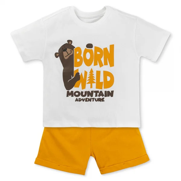 Bộ bé trai ngắn Animo HN0325059 (1-6Y,Trắng-vàng,TT02)