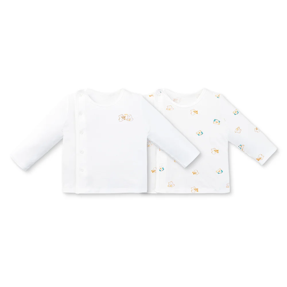 Set 2 áo sơ sinh cài chéo tay dài Animo Easy HN0125001 (NB-9M,Trắng,NN05)