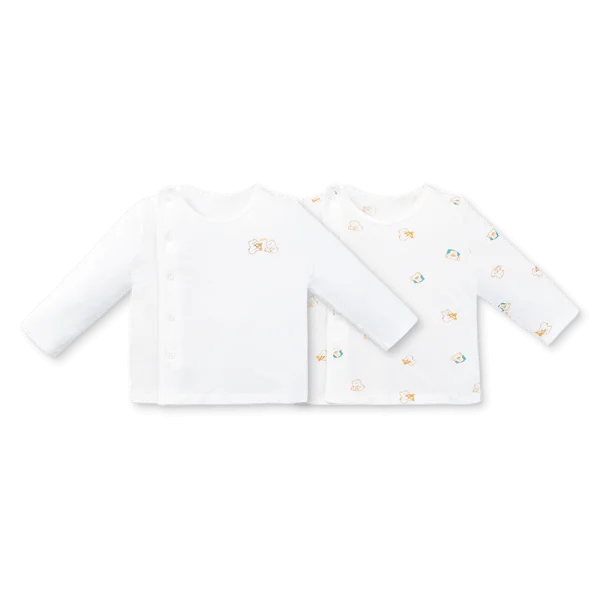 Set 2 áo sơ sinh cài chéo tay dài Animo Easy HN0125001 (NB-9M,Trắng,NN05)