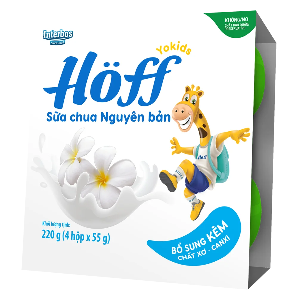 Sữa chua có đường Hoff  - vị nguyên bản (Lốc 4 hủ) (Giao mẫu ngẫu nhiên)
