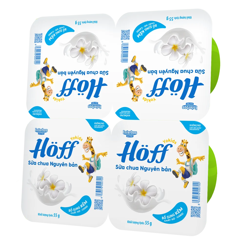 Sữa chua có đường Hoff  - vị nguyên bản (Lốc 4 hủ) (Giao mẫu ngẫu nhiên)