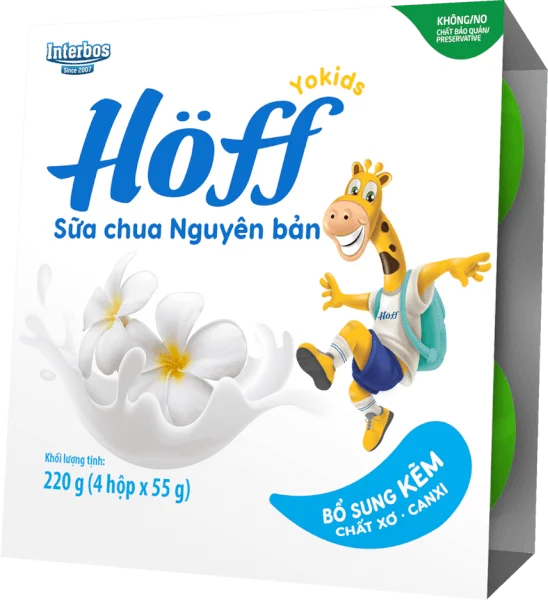 Sữa chua có đường Hoff  - vị nguyên bản (Lốc 4 hủ) (Giao mẫu ngẫu nhiên)