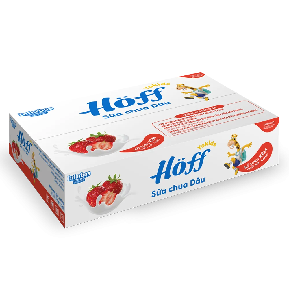 Sữa chua hoa quả Hoff  - Dâu tây (Lốc 4 hủ) (Giao mẫu ngẫu nhiên)