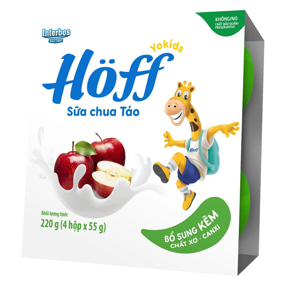 Sữa chua hoa quả Hoff - Táo (Lốc 4 hủ) (Giao mẫu ngẫu nhiên)