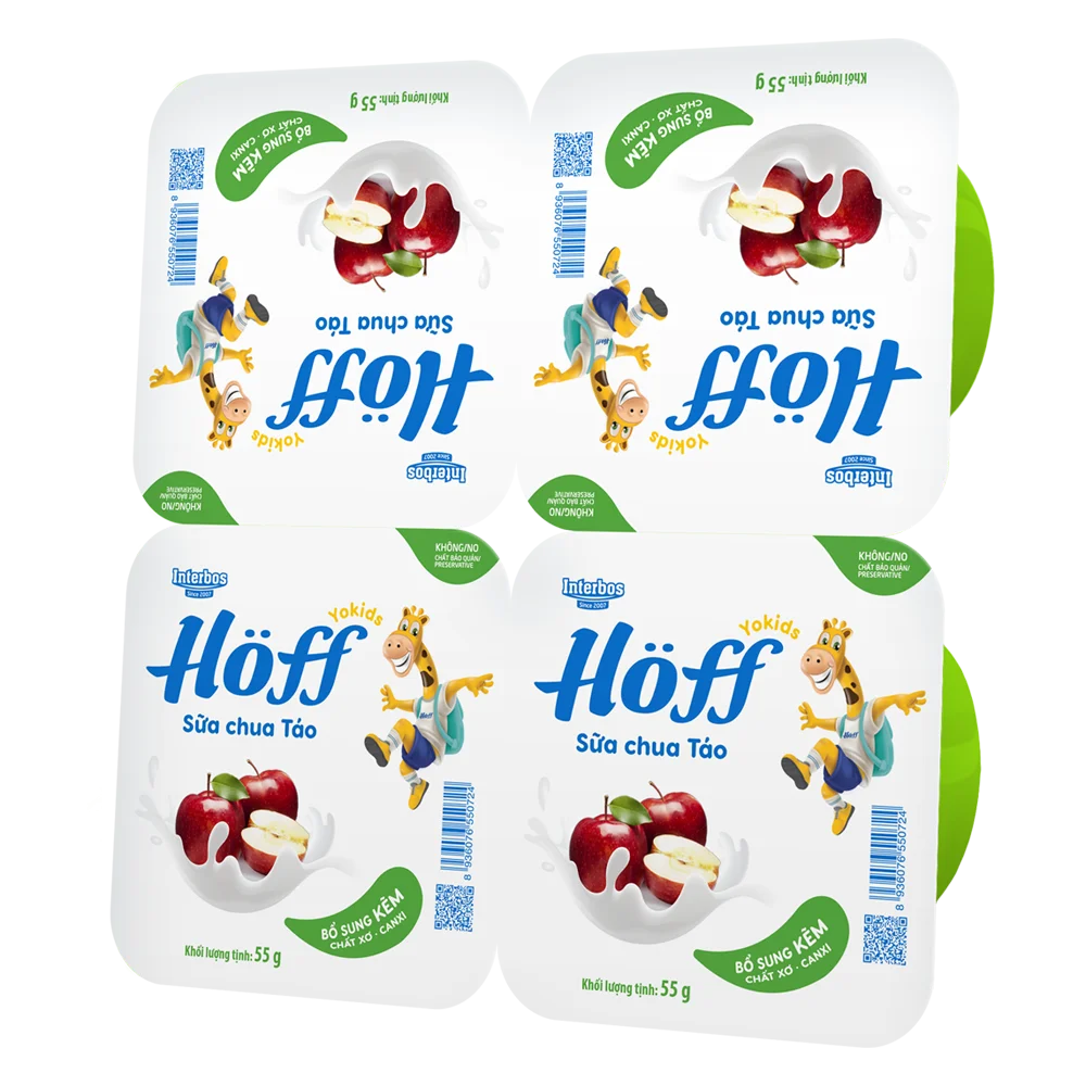 Sữa chua hoa quả Hoff - Táo (Lốc 4 hủ) (Giao mẫu ngẫu nhiên)