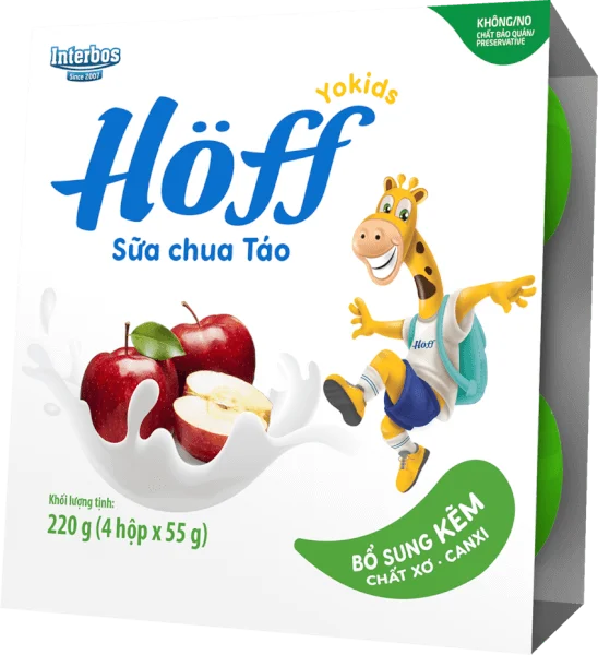 Sữa chua hoa quả Hoff - Táo (Lốc 4 hủ) (Giao mẫu ngẫu nhiên)