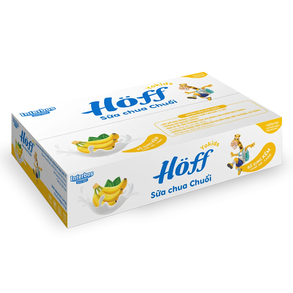 Combo 2 Sữa chua hoa quả Hoff  - Chuối (Lốc 4 hủ)
