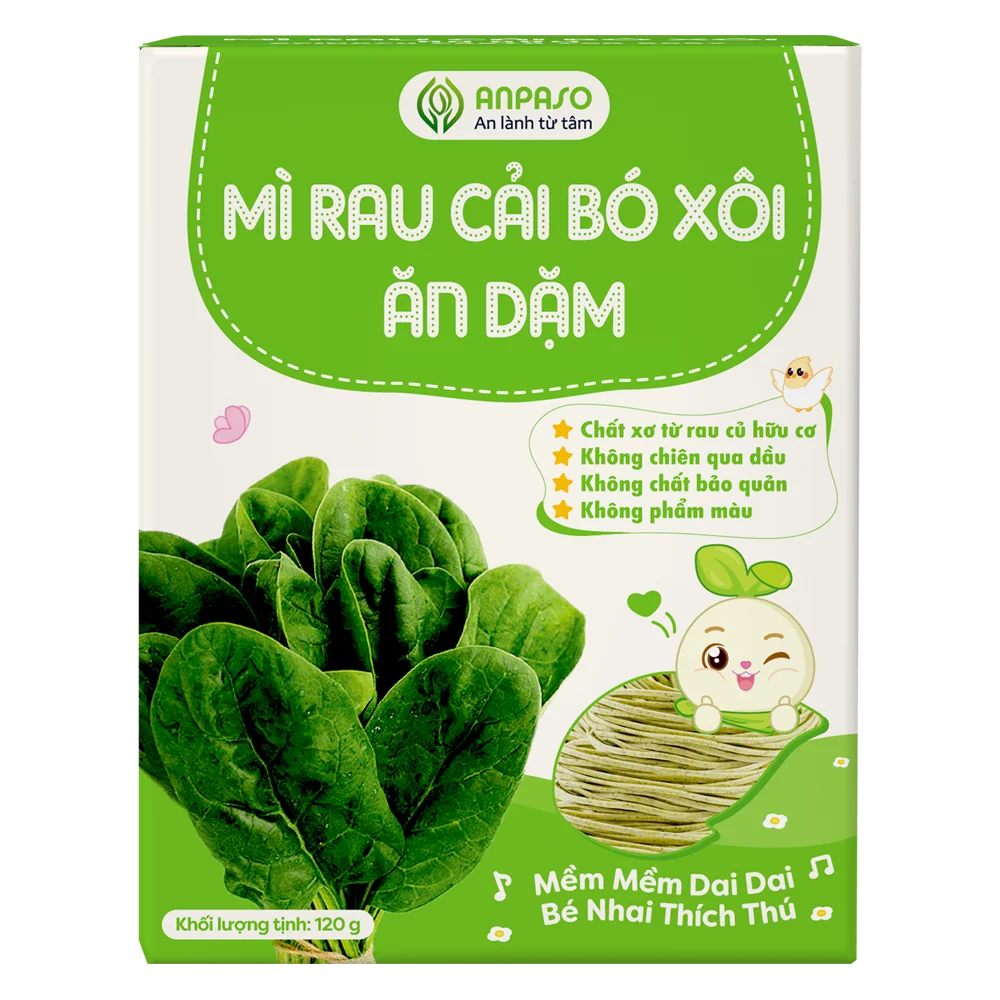 Mì cải bó xôi ăn dặm cho bé Anpaso 120g