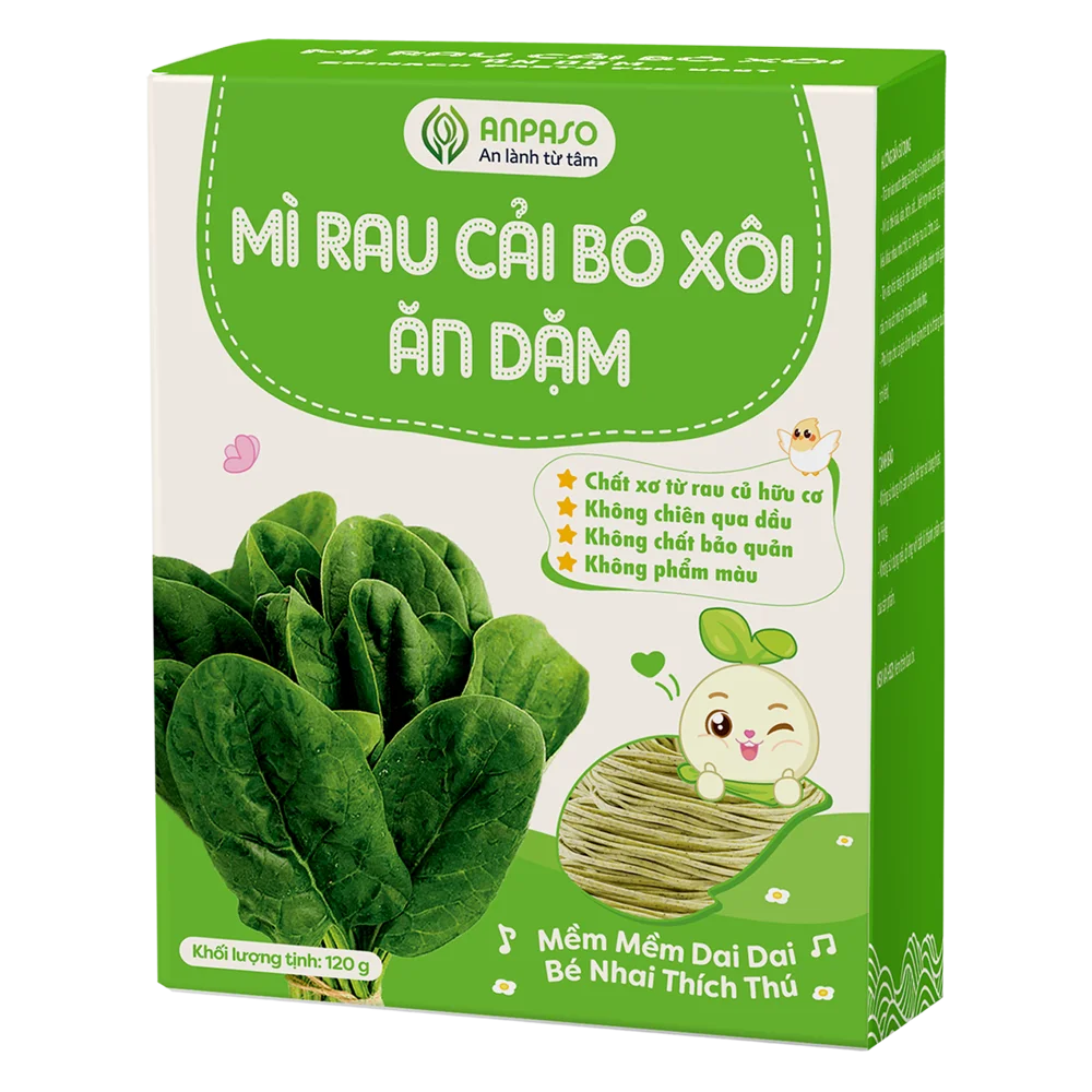 Combo 2 Mì cải bó xôi ăn dặm cho bé Anpaso 120g