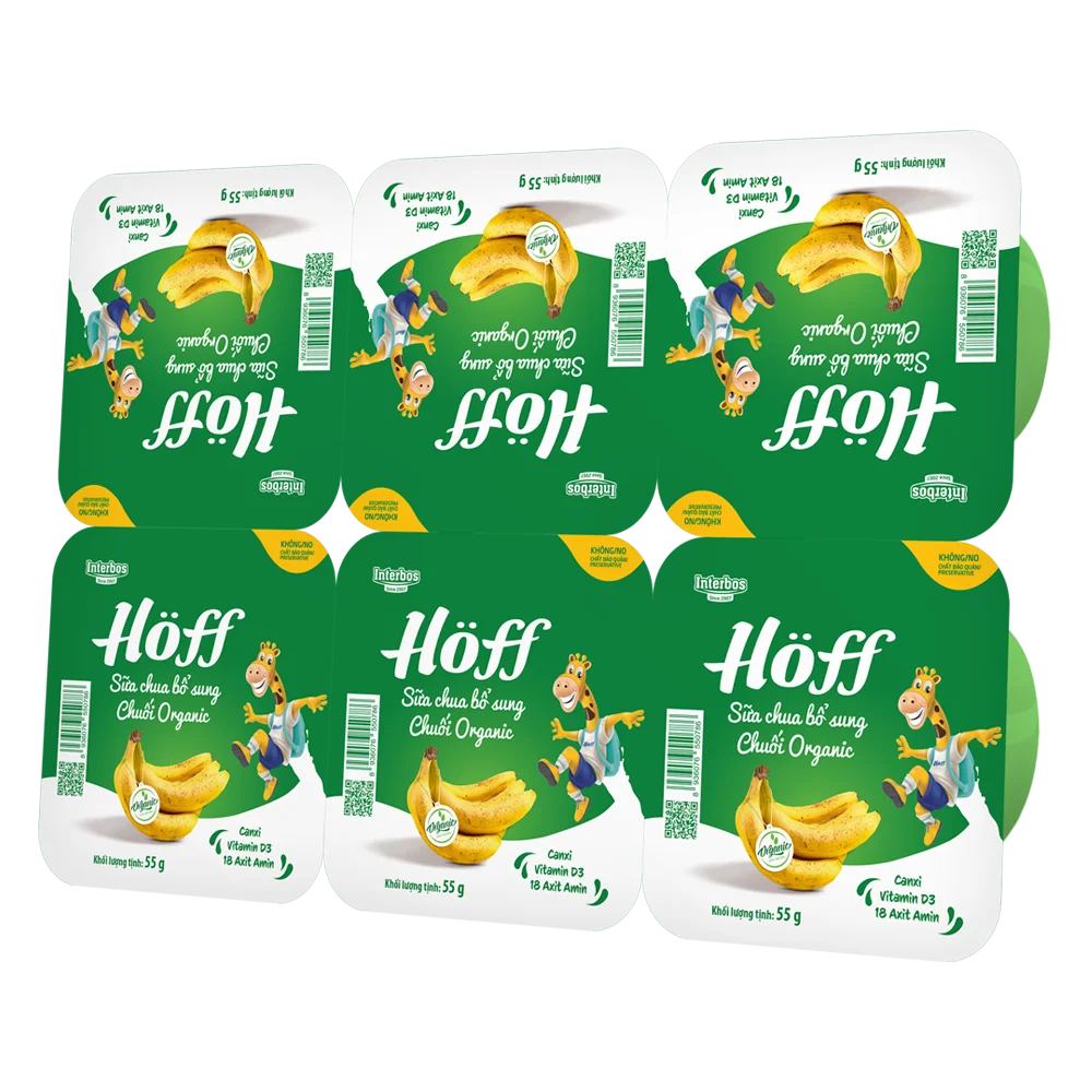 Sữa chua trái cây Hoff Organic Vị Chuối 6x55g (Giao mẫu ngẫu nhiên)